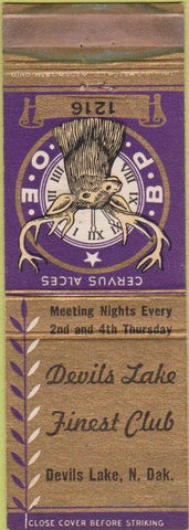 Matchbook Cover - Matchbook Cover Elks Club Devils Lake ND WEAR