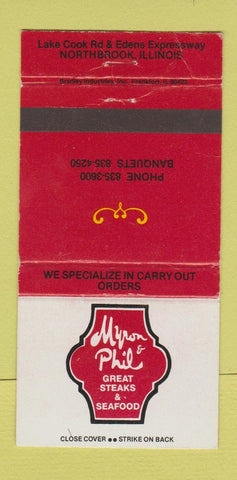 Matchbook Cover - Myron & Phil Steak Northbrook IL WEAR 30 Strike