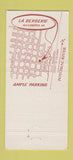 Matchbook Cover - La Bergerie Alexandria VA French Restaurant 30 Strike