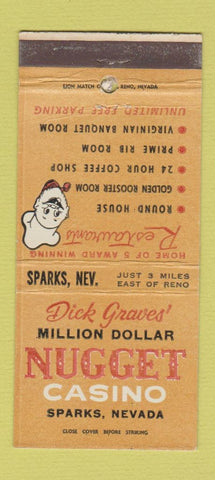 Matchbook Cover - Dick Graves' Nugget Casino Sparks NV 30 Strike