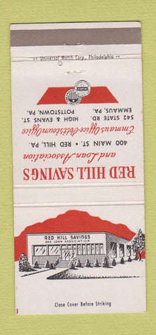 Matchbook Cover - Red Hill Savings Red Hill PA Pottstown  30 Strike