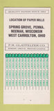 Matchbook Cover - Glatfelter Paper Bergstrom Spring Grove Neenah WI 30 Strike