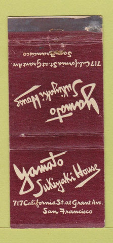 Matchbook Cover Yamato Sukiyaki Japanese San Francisco CA WEAR 21 Strike Feature