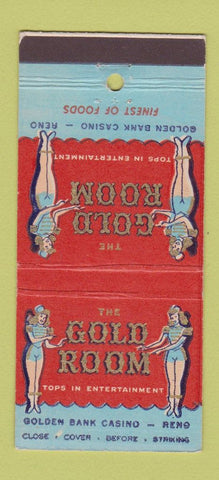 Matchbook Cover - Gold Room Golden Bank Casino Reno NV girlie 30 Stick