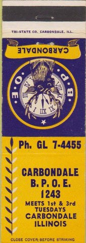 Matchbook Cover - Matchbook Cover Elks Club Carbondale IL