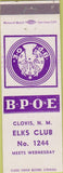 Matchbook Cover - Matchbook Cover Elks Club Clovis NM