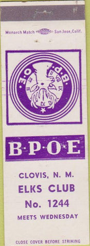 Matchbook Cover - Matchbook Cover Elks Club Clovis NM