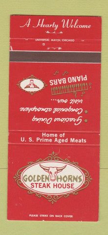 Matchbook Cover - Golden Horns Steak House Northlake IL 30 Strike