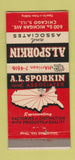 Matchbook Cover - AL Sporkin Chicago IL car lamps carriers  30 Strike