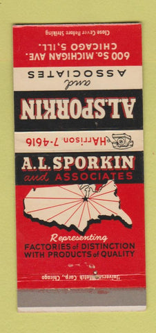 Matchbook Cover - AL Sporkin Chicago IL car lamps carriers  30 Strike