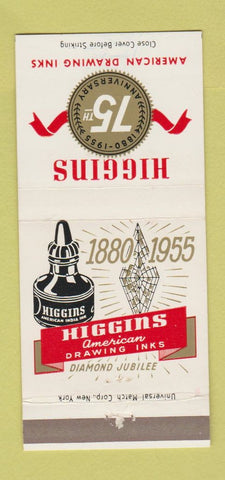 Matchbook Cover - Higgins Drawing Inks 1955 Brooklyn NY 30 Strike