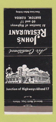 Matchbook Cover - John's Restaurant Bartow FL 30 Strike