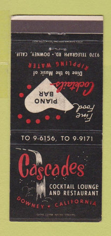 Matchbook Cover - Cascades Restaurant Downey CA 30 Strike