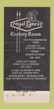 Matchbook Cover - Royal Lancer Motel Restaurant Long Beach CA 30 Strike