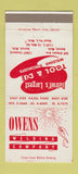 Matchbook Cover - Owens Welding Company Detroit MI Hazel Park 30 Strike