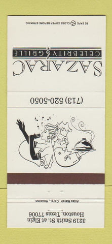Matchbook Cover - Sazarac Celebrity Grill Houston TX 30 Strike
