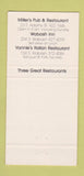 Matchbook Cover - Miller's Pub Wabash Inn Chicago IL 30 Strike