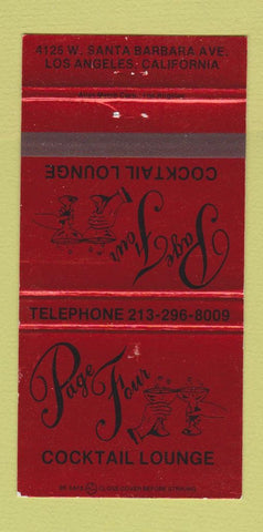 Matchbook Cover - Page Four Cocktail Lounge Los Angeles CA 30 Strike