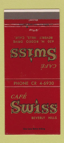 Matchbook Cover - Cafe Swiss Beverly Hills CA 30 Strike