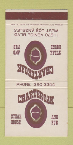 Matchbook Cover - Charteroak West Los Angeles CA Steak 30 Strike