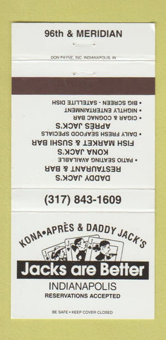 Matchbook Cover - Jacks Are Better Restaurant Indianapolis IN 30 Strike