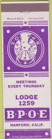 Matchbook Cover - Matchbook Cover Elks Club Hanford CA