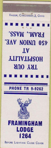 Matchbook Cover - Matchbook Cover Elks Club Framinham MA