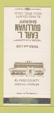 Matchbook Cover Earl Sullivan Sheriff El Paso County Colorado Springs 30 Strike