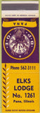 Matchbook Cover - Matchbook Cover Elks Club Pana IL