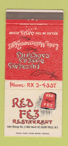 Matchbook Cover - Red Fez Restaurant Shriners Glens Falls NY 30 Strike