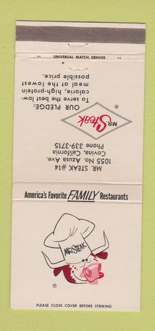 Matchbook Cover - Mr Steak Restaurant Covina CA 30 Strike