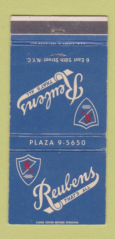 Matchbook Cover - Reubens New York City restaurant WEAR 30 Strike