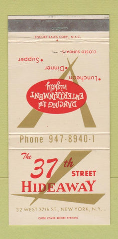 Matchbook Cover - 37th Street Hideaway New York City 30 Strike
