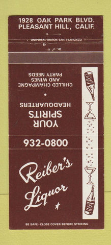 Matchbook Cover - Reiber's Liquor Pleasant Hill CA 30 Strike