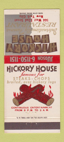 Matchbook Cover - Hickory House Restaurant New York City 30 Strike