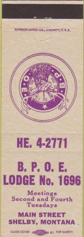 Matchbook Cover - Matchbook Cover Elks Club Shelby MT