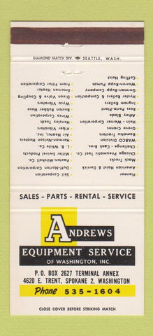 Matchbook Cover - Andrews Eqiupment Service Spokane WA 30 Strike