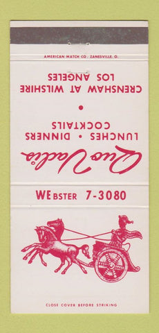 Matchbook Cover - Quo Vadis Restaurant Los Angeles CA 30 Strike