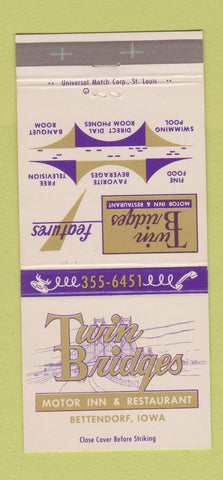 Matchbook Cover - Twin Bridges Motor Inn Bettendorf IA 30 Strike
