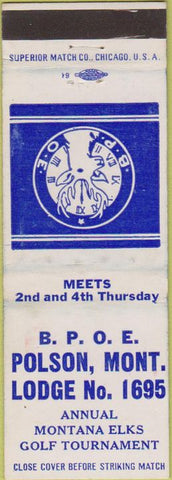 Matchbook Cover - Matchbook Cover Elks Club Polson MT