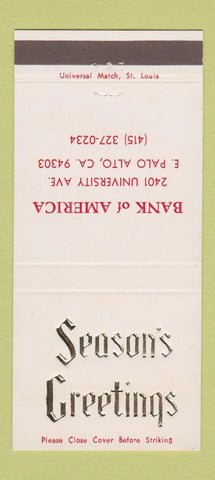 Matchbook Cover - Bank of American East Palo Alto CA Christmas 30 Strike