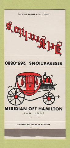 Matchbook Cover - Del Vecchio's San Jose CA 30 Strike