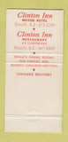 Matchbook Cover - Clinton Inn Tenafly NJ 30 Strike