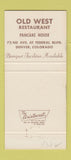 Matchbook Cover - Old West Restaurant Pancakes Denver Colorado 30 Strike