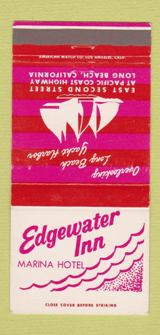 Matchbook Cover - Edgewater Inn Marina Hotel Long Beach CA 30 Strike
