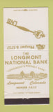 Matchbook Cover - Longmont National Bank Colorado 30 Strike