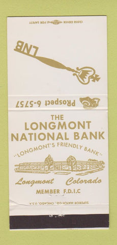 Matchbook Cover - Longmont National Bank Colorado 30 Strike