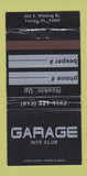 Matchbook Cover - Garage Nite Club Tampa FL 30 Strike