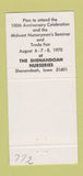 Matchbook Cover - Shenandoah Nurseries IA 1970 30 Strike