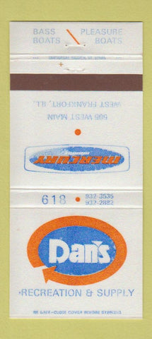 Matchbook Cover - Dan's Recreation Supply boats West Frankfort IL WEAR 30 Strike